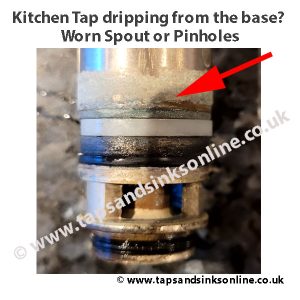 Kitchen Tap Dripping from the Base Worn Spout
