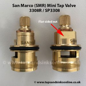 San Marco SMR Mini Valve 3308R , showing flat sides on nut