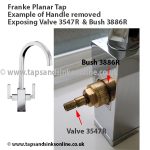 Franke Planar Tap Handle Removed, showing Valve 3547R & Bush 3886R